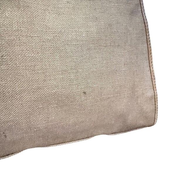 Fossil Vintage Wooden Handle Canvas Handbag Satchel Boho Purse Tan Brown Bag - Picture 7 of 14